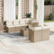 ULUYYUC 8-TLG. Garten-Sofagarnitur, Hocker Eckbankgruppe Eckbank Küche Küchensofa Geeignet für Außenbereich Hinterhof Balkon Garten mit Kissen Beige Poly Rattan