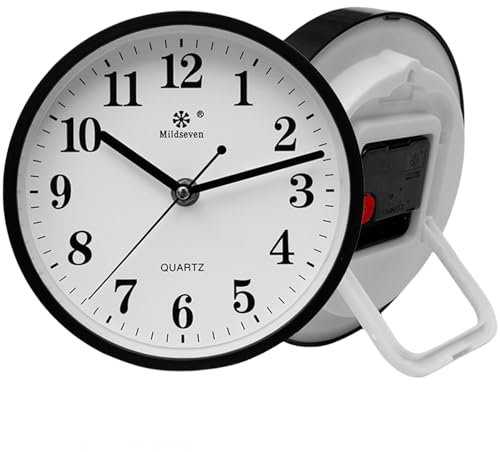 23 cm Wanduhr Groß: Zum Aufstellen oder Aufhängen, Ohne Tickgeräusche, Quarz-Uhr, Hohe Präzision Wall Clock, Modern Weiß für Küche, Wohnzimmer, Büro (Schwarz)