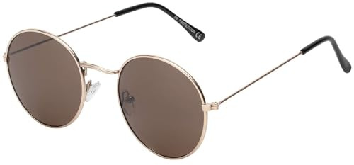 BEZLIT Runde Retro Sonnenbrille Damen Herren UV400 – Metallrahmen Gold/Schwarz – Klassische John-Lennon Style Brille mit Polycarbonat-Gläsern