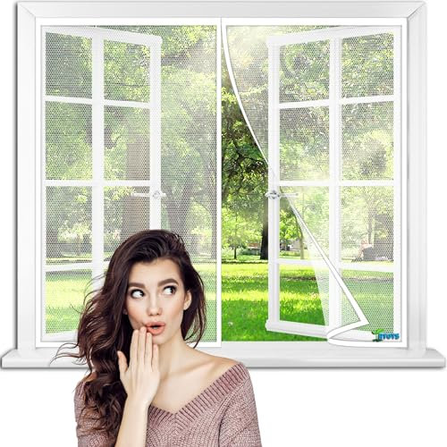 Insektenschutz Lamellenvorhang Fenstervorhang für Fensteren 245 x 175 cm individuell kürzbar - mit randverstärkten Fiberglas-Lamellen - Fliegengitter Insektenschutz Vorhang【Weiß】