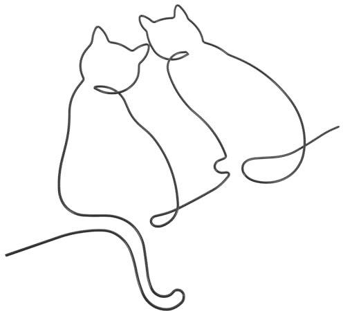 ABOOFAN Metall-Katzen-Wanddekoration Minimalistische Katzen-Wandkunst Wandskulptur Kätzchen Abstrakt Hängender Metalldraht Geometrische Strichzeichnung Kunststatue Für Heimbüro