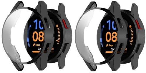 Niboow Cover [2 Pezzi] per Samsung Galaxy Watch FE 40mm, Con Pellicola Protettiva, Protezione Ultra Sottile TPU Custodia, Morbida Custodiain per Samsung Galaxy Watch FE 40mm - Nero + Nero