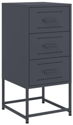 vidaXL Nachttisch, Nachtschrank mit Stauraum, Nachtkommode für Schlafzimmer, Nachtkonsole Beistelltisch, Industrie-Stil, Anthrazit Stahl