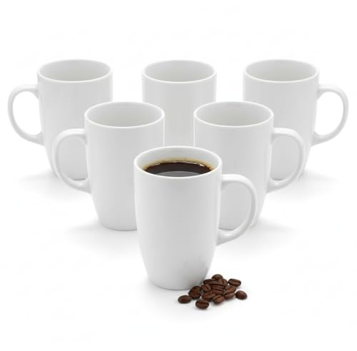 Wilmax - Tasses à thé et à café - Lot de 6-630 ml - Tasses à café en porcelaine - Lot pour thé, café, cappuccino - porcelaine - Blanc
