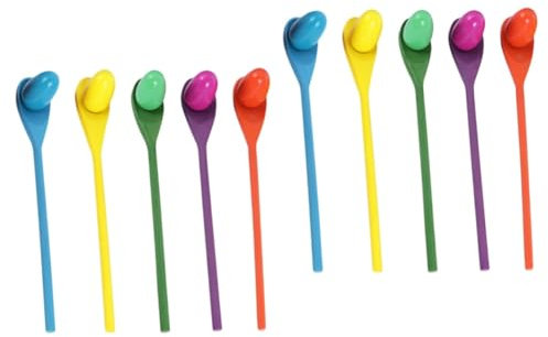 WOONEKY 10 Sets Holzlöffel Wurf Motorikspielzeug Für Kinder Outdoor Spielzeug Kinderspielzeug Staffellaufspiel Kleinkind Balance Spiel Kinderspielzeug Balancierspiel Spielzeug