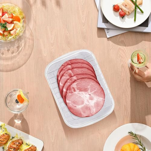BUTORY A 6pcs Bacon Keeper Plastic réutilisable Bacon Stockage Conteneur Aliments Food Grade Bacon Conteneur Empilable Conteneur de Stockage de Viande de Viande Empile(Couleur Claire)