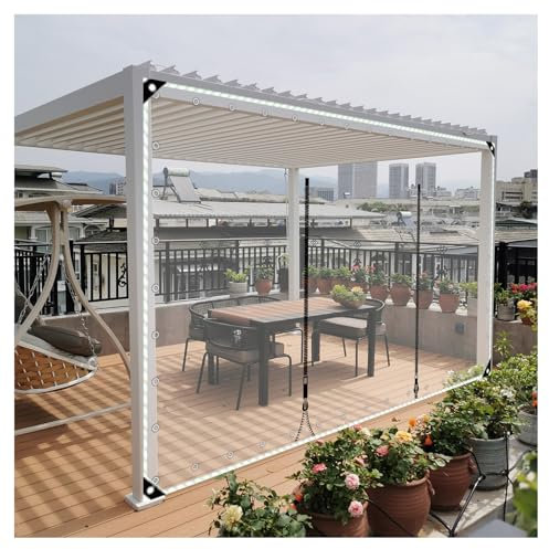 ZXCASDF Outdoor Tarp Curtains with Zipper Door,PVC Tarpaulin with Zipper,Clear Waterproof Tarp with Zip Door,Heavy-Duty Waterproof Clear PVC Tarp with Metal Grommets(H1xW1m/H3.2xW3.2ft)