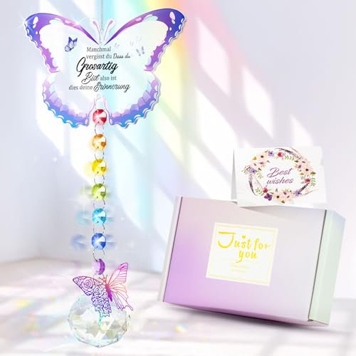 Geschenke für Frauen - Kristall Chakra Sonnenfänger Anhänger für Beste Freundin, Schwestern, Mama, Mädchen zum Geburtstag