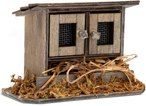 Mini Puppenhaus Zubehör - Garten Miniatur Hühnerstall, Miniatur Garten Deko Set, Miniatur Deko für Puppenhaus, Halloween & Weihnachten