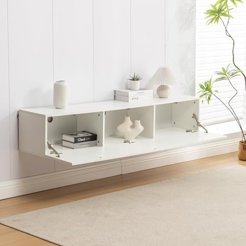 Thanaddo TV Schrank, Lowboard Fernsehschrank TV Schrank Hängend 160x30,5x34cm, Weiß