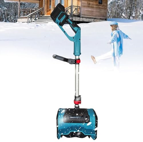 Pala da neve elettrica,spazzaneve elettrico da 21V con spazzaneve alimentato a batteria e piastra direzionale e impugnatura anteriore regolabile,larghezza di pulizia 31cm,for patio,parco giochi(2 batt