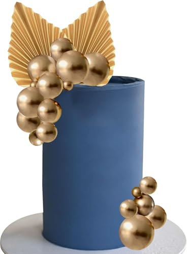 Boule Decoration Gateau Anniversaire 22 Pièces Deco Gateau Anniversaire Décoration Gâteau Feuille de Palmier Or Topper Gateau Doré Fêtes d'anniversaire, Mariages, Baby Showers