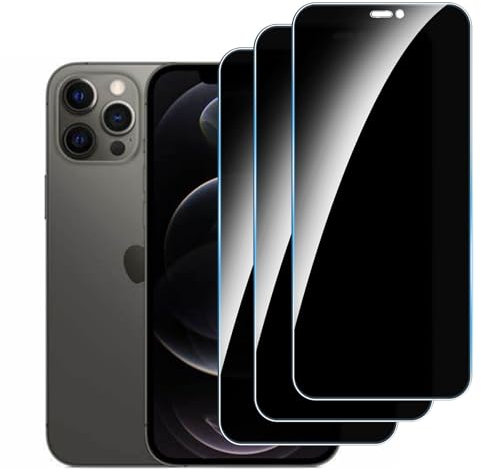 LYPHPE [3 Stück] Sichtschutzfolie für iPhone 12 Pro Max Panzer Schutz Glas, 9H Härte Sichtschutz, Frei von Kratzern Folie,Ultrabeständig,Frei von Kratzern, [Anti-Spion] Privacy Displayschutz