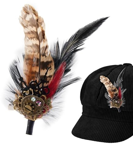 Federnadel für Hut, kleine Federbrosche Retro Gothic Feder Hut Brosche Feder Brosche Pin kleines Zubehör für Hut, Tasche, Revers, Kleidung
