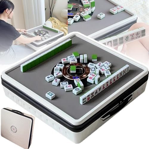 Automatischer Mahjong-Tisch,Tragbarer Elektrischer Mahjong-Tisch Mit 36 ​​mm Starken 144 Magnetischen Spielsteinen, Automatisch Mischender Mahjong-Tisch Für Draußen