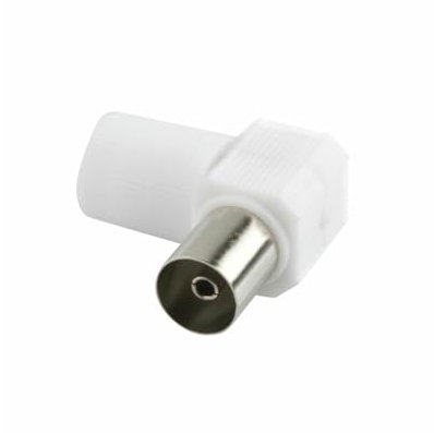 Clavija Antena TV acodada Macho, con Conectores, Ideal para Mejorar la señal y conexión de Dispositivos de televisión.