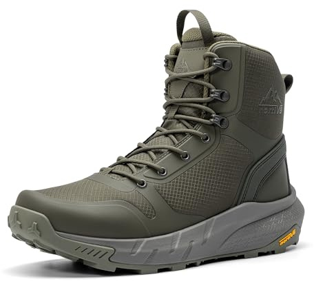 NORTIV 8 Herren Militärische Taktische Stiefel Leichte Bequeme Stiefel für die Arbeit den ganzen Tag Seitlicher Reißverschluss Motorrad Kampf Wanderschuhe,Size 44,Army Green,SNMT241M