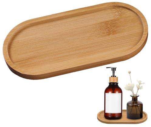 Bamboo Soap Dishes Dispensers Bathroom Oval Countertop Tray & Dispenser Tray Kitchen Holders Bamboo Tea Serving Trays Dresser Jewelry Ring Dish, Trays for Tea, Fruit, Snacks, Cakes Home Decor