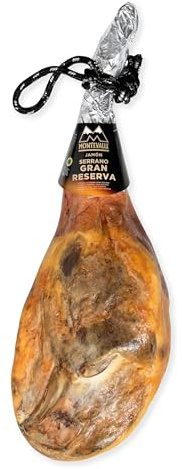 Montevalle Serrano Schinken Gran Reserva | Ganze Keule mit Knochen (7-8 kg) | Über 20 Monate traditionell gereift | Authentischer spanischer Schinken in Premium-Qualität