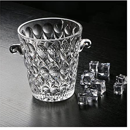 Beverage Tub Clear Ice Bucket Crystal Glass Water Droplet Cut Wine, 1.5L