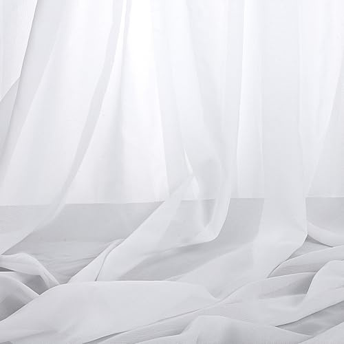 2m Chiffon Stoff Weiß, Chiffon Stoff Meterware, 150cm Breite, Ideal für Hochzeiten, Kleidung und Dekoration