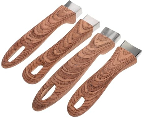 Homoyoyo 4pcs Detachable Wooden Fry Pan Handle Replacement Grip for Milk Pans Saucepan and Non-Stick Cookware Heat-Resistant Pot Handle Repair Kit