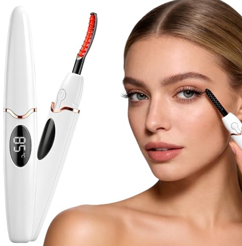 Wimpernzange Beheizbar mit LCD, Genaue Temperatursteuerung, Auto-Off | Beheizbare Wimpernzange, Langanhaltenden Natürlichen Schwung für Sicheres Styling zu Hause, im Büro und auf Reisen