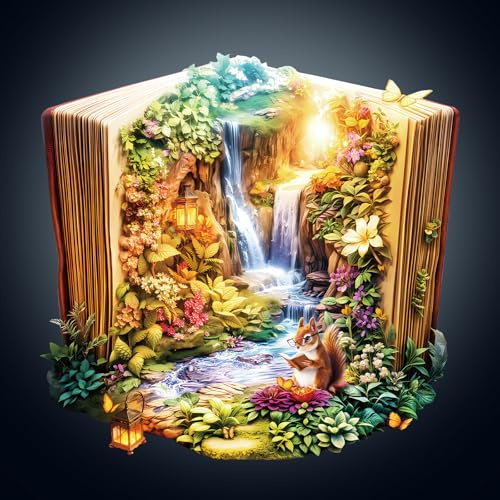 WOODBESTS Wooden Puzzle for Adults - Landscape in the Book Puzzles | Wood Puzzles Adult, Family Friend Game Gift for Women Men (L - 13.4 * 13 in - 275 pcs)