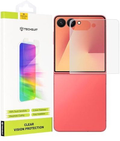 Techsuit Displayschutzfolie für Samsung Galaxy Z Flip7 Frontbildschirm Gehärtetes Glas mit 9H Härte, Hüllenfreundlich, Stoßschutz, Oleophobe Beschichtung, Kristallklar, Clear Vision