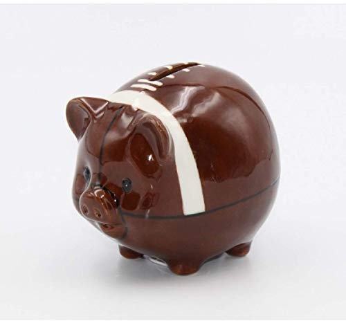 Cosmos Gifts Football Piggy Bank Money Pot, Brown
