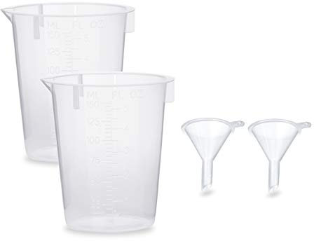 Octopus 2X Messbecher 150 ml + 2X Mini Trichter zum Abfüllen und Umfüllen von Flüssigkeiten (2 Sets)