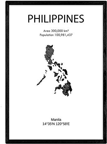 Nacnic Poster Philippinen. Blätter von Ländern und Kontinenten. A3 Größe