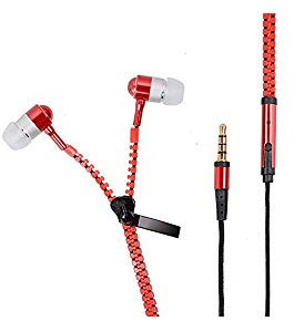 SPRINT4DEALS Luminous Zip Earphones Glow in The Dark Zipper Headphones Light up Wired Earbud Stereo Earphones for Mobile Phones Tablet (Zip-Red)