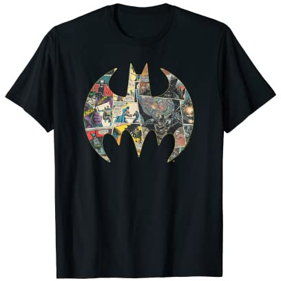 Batman Comic Collage Bat Logo T-Shirt