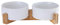 Blanc Pet Gamelles pour Chien et Chat Gamelles Chien Chat Céramique Support Bambou -Va au Lave-Vaisselle et Facile à Nettoyer (2 Bol)