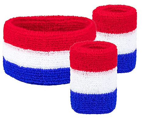 Boland 61860 - Schweißbänder Set Niederlande, 3 Stück, 1 Kopfband, 2 Armbänder, Fußball, WM, EM, Public Viewing, Fanartikel