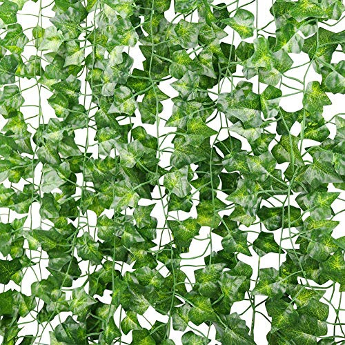 Plantas Hiedra Artificial (24pcsx2.2m) Hojas de Vid Artificial Enredadera Guirnalda Decorativa para Decoración Hogar Escalera Ventana Balcón Valla Jardín Boda Mesa Fiesta Interior y Exterior