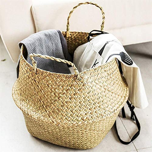 ZYTB Pot de Fleurs de Paille Pliable Suspendu en rotin Panier de Fleurs à la Main en Osier Cache-Pot Planteur Moderne Flowerpot décoratifs for la Maison (Color : 05 XXL)