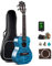 Caramel MC63 Concert - Ukulele da 58,4 cm in acero trapuntato blu, finitura opaca, stile oceano, corde, accordatore, kit per principianti
