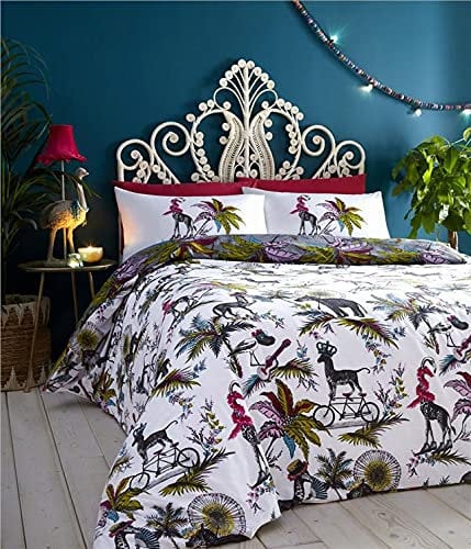 HOMEMAKER BEDDING ® Duvet Set Exotic Ferns Palms Quilt Cover Bed Set Reversible Design (King)