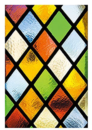 SJH Fensterfolie aus Buntglas, geometrischer Glasaufkleber, dekorativ, nicht klebend, UV-beständig, hitzebeständig, Fensterfolie für Zuhause, Küche, Schlafzimmer
