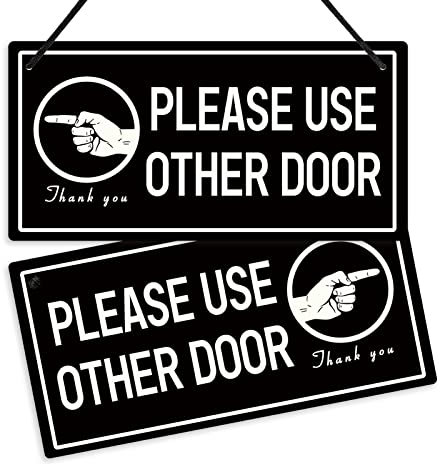 Putuo Decor Please Use Other Door Sign doppelseitiges Exit Schild für Business, Büro, Geschäfte, Restaurant, 25,4 x 12,7 cm, PVC-Hängeschild – Schwarz und Weiß