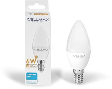 WELLMAX Kerze C37 E14 LED-Lampe 6W 80lm/W 480lm Warmweiß 3000K