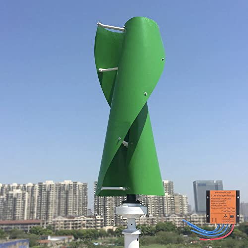 800W Windkraftanlagen 12V 24V 48V Vertikale Windturbine Kits, 2 Blätter 3 Phasen mit MPPT Laderegler für Home Farm Windgenerator Komplettanlage