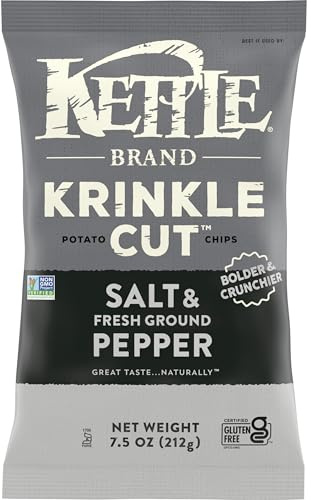 Kettle Brand Krinkle Cut Salt & Fresh Ground Pepper Potato Chips, 7.5 Oz