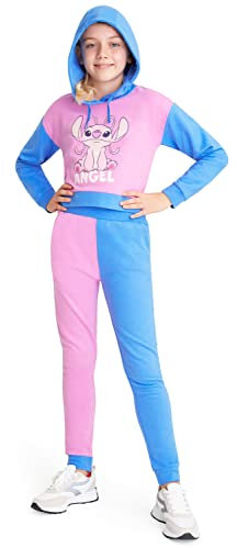 Disney Chándal Niña de Stitch - Conjunto Crop Top y Pantalón de Chándal Tallas 4-15 años de Lilo y Stitch (Rosa/Azul, 13-14 años)