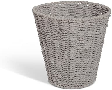 Vencier Round Waste Paper Basket Bin - Rubbish Bin for Bedroom, Bathroom, Offices or Home (Grey)