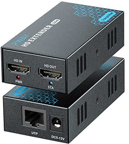 PW-DT243 HDMI Extender over IP 120m/400ft(No Delay) Transmission via Cat5e/6/7/8 Network Cable Support Local Loopout and 1 to Multiple Transmission Through the Network Switch