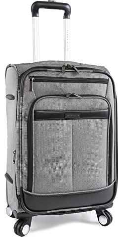 Perry Ellis Charleston Handgepäck, leicht, Spinner, Schwarz/Weiß Fischgrätenmuster, Carry-On 21-Inch, Lexington Ii Leichter Handgepäck mit Drehgelenk