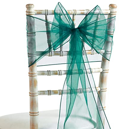 20x275cm Organza Sash Wider Sash Fuller Bows Chair Cover Bows Sash for Wedding Party Birthday Decoration (100, Hunter Green)